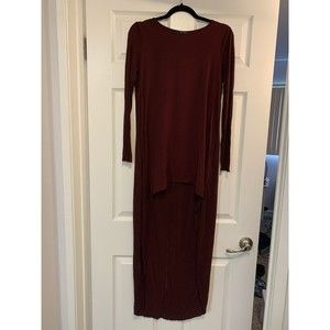 Zara Dress Size Medium Chambray Burgundy High-low
